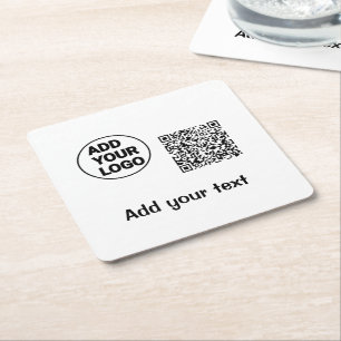 Einfacher minimaler QR-Code-Logo-Scan-Code-Name te Rechteckiger Pappuntersetzer