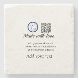 Einfacher minimaler QR-Code-Logo-Scan-Code-Name te Steinuntersetzer