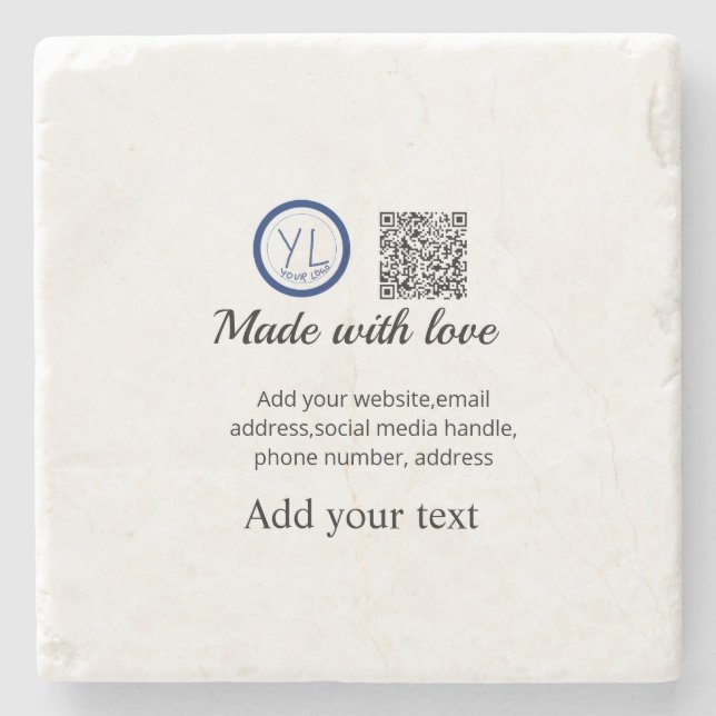 Einfacher minimaler QR-Code-Logo-Scan-Code-Name te Steinuntersetzer (Vorderseite)