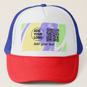 Einfacher minimaler QR-Code-Logo-Scan-Code-Name te Truckerkappe