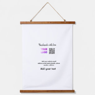 Einfacher minimaler QR-Code-Logo-Scan-Code-Name te Wandteppich Mit Holzrahmen