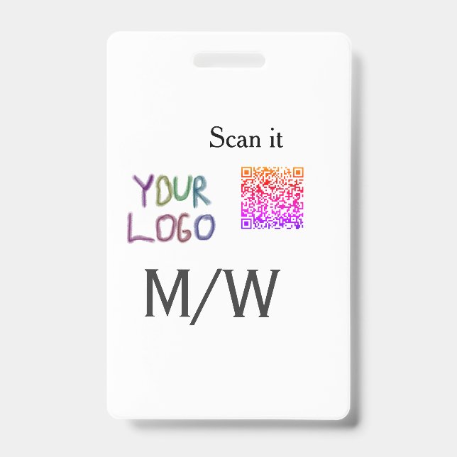 Einfacher minimaler QR-Code-Logo-Scan-Code-Name wi Ausweis (Vorderseite)