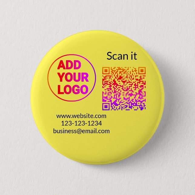 Einfacher minimaler QR-Code-Logo-Scan-Code-Name wi Button (Vorderseite)