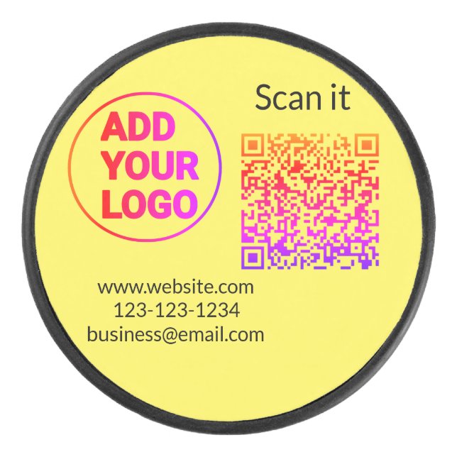 Einfacher minimaler QR-Code-Logo-Scan-Code-Name wi Eishockey Puck (Vorderseite)