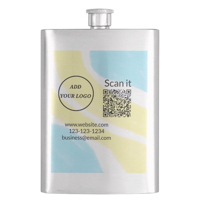 Einfacher minimaler QR-Code-Logo-Scan-Code-Name wi Flachmann (Vorderseite)