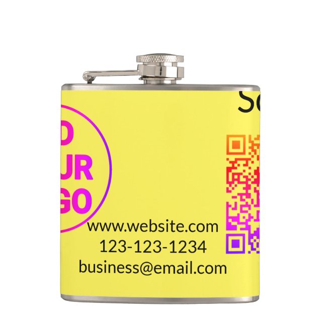 Einfacher minimaler QR-Code-Logo-Scan-Code-Name wi Flachmann (Vorderseite)