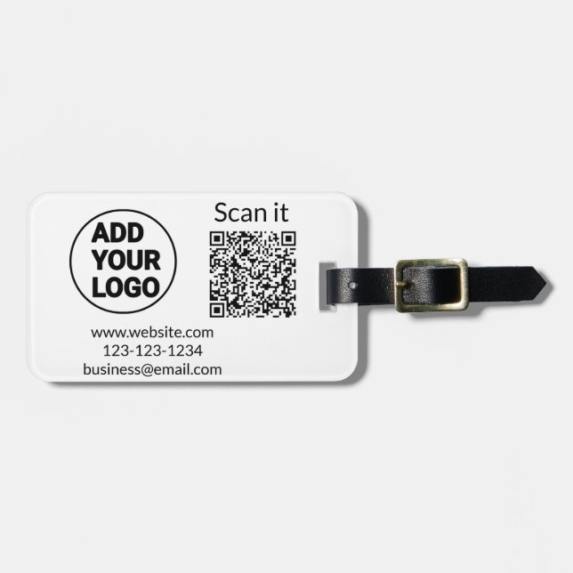 Einfacher minimaler QR-Code-Logo-Scan-Code-Name wi Gepäckanhänger (Vorderseite horizontal)