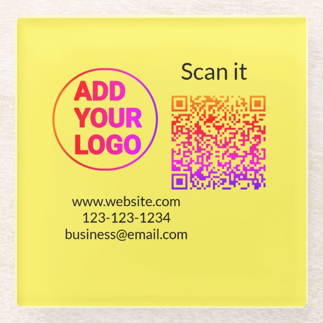 Einfacher minimaler QR-Code-Logo-Scan-Code-Name wi Glasuntersetzer (Vorderseite)