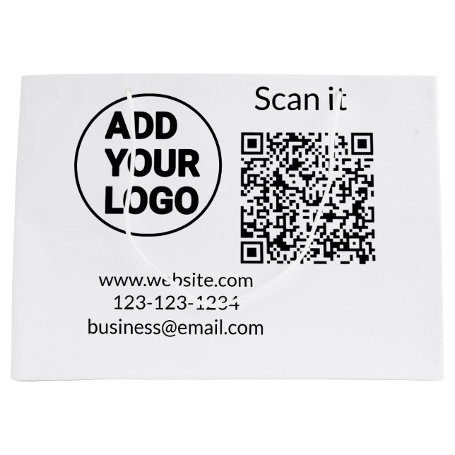 Einfacher minimaler QR-Code-Logo-Scan-Code-Name wi Große Geschenktüte (Vorderseite)