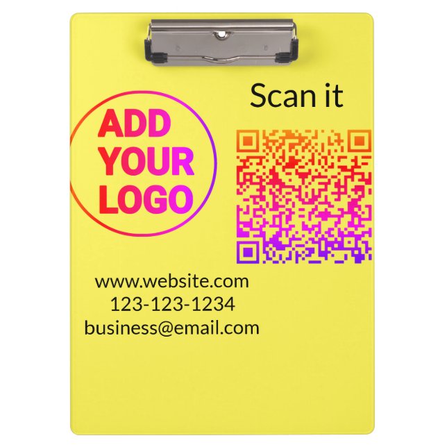 Einfacher minimaler QR-Code-Logo-Scan-Code-Name wi Klemmbrett (Vorderseite)