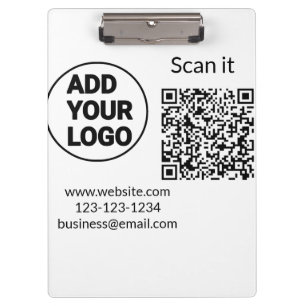 Einfacher minimaler QR-Code-Logo-Scan-Code-Name wi Klemmbrett