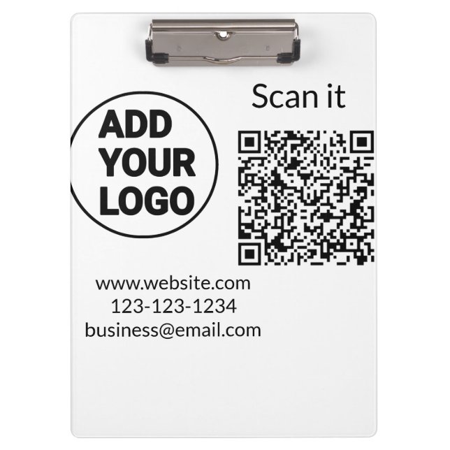 Einfacher minimaler QR-Code-Logo-Scan-Code-Name wi Klemmbrett (Vorderseite)