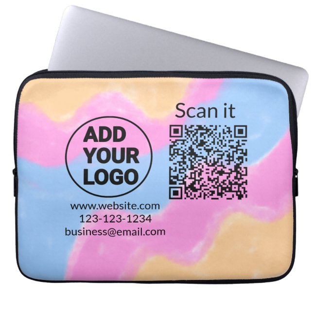 Einfacher minimaler QR-Code-Logo-Scan-Code-Name wi Laptopschutzhülle (Vorderseite)