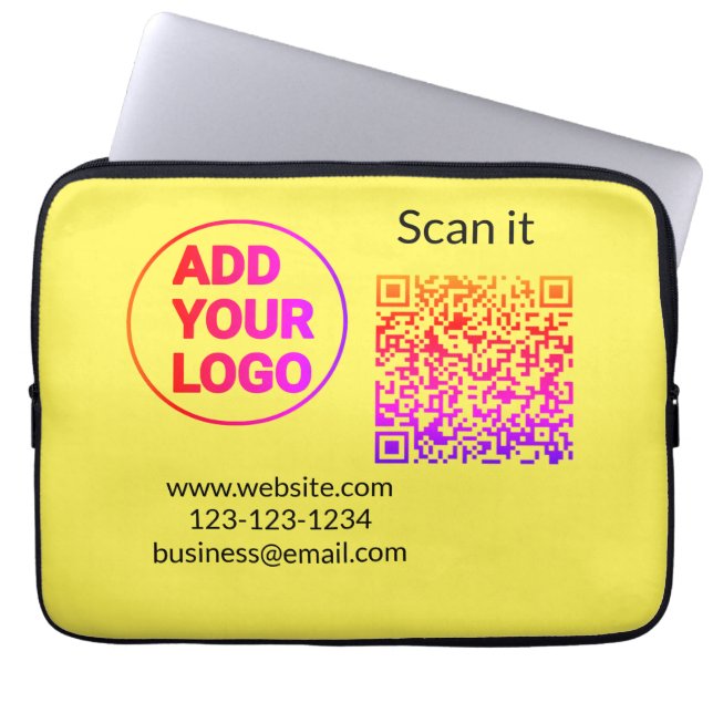Einfacher minimaler QR-Code-Logo-Scan-Code-Name wi Laptopschutzhülle (Vorderseite)