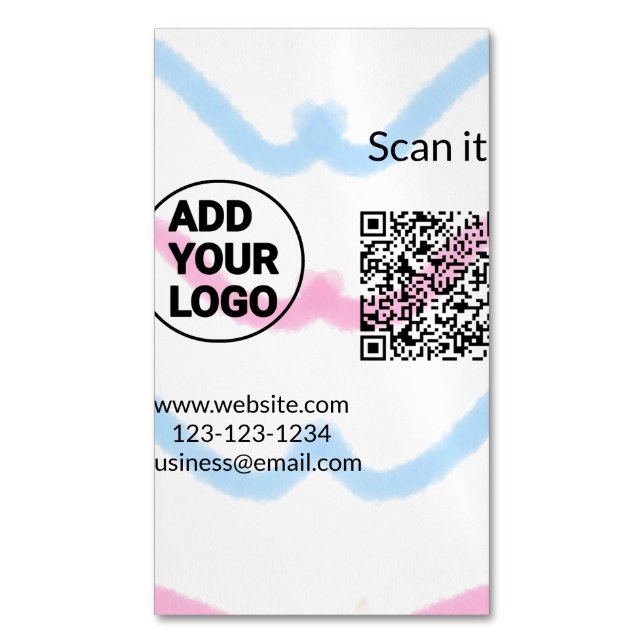 Einfacher minimaler QR-Code-Logo-Scan-Code-Name wi Magnetische Visitenkarte (Vorderseite Vertikal)