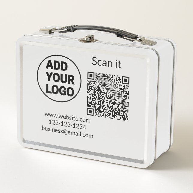 Einfacher minimaler QR-Code-Logo-Scan-Code-Name wi Metall Brotdose (Vorderseite)
