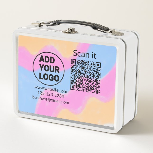 Einfacher minimaler QR-Code-Logo-Scan-Code-Name wi Metall Brotdose (Vorderseite)