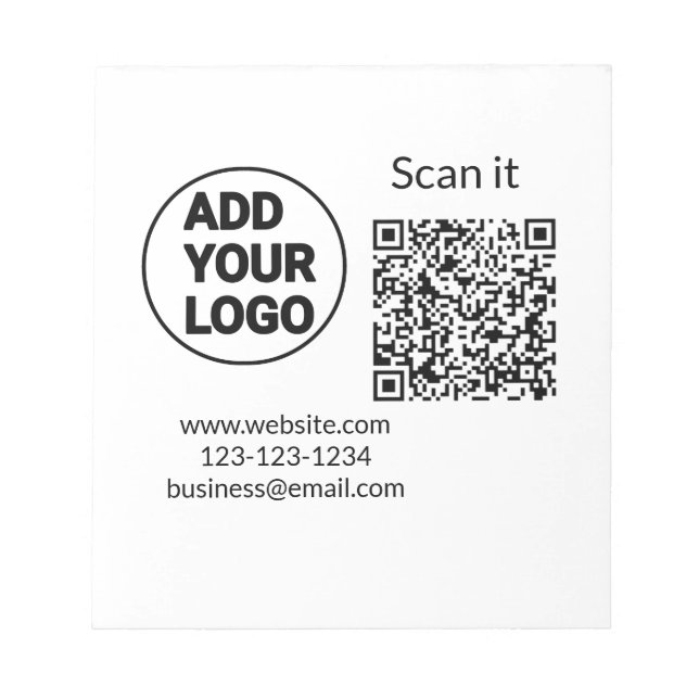 Einfacher minimaler QR-Code-Logo-Scan-Code-Name wi Notizblock (Vorderseite)