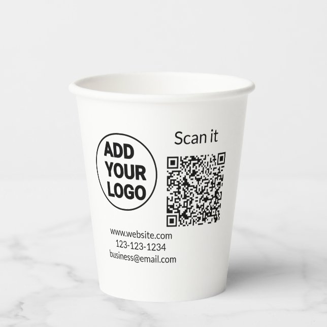 Einfacher minimaler QR-Code-Logo-Scan-Code-Name wi Pappbecher (Vorderseite)