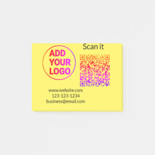 Einfacher minimaler QR-Code-Logo-Scan-Code-Name wi Post-it Klebezettel