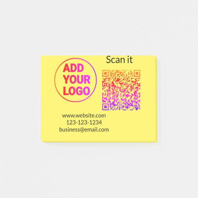Einfacher minimaler QR-Code-Logo-Scan-Code-Name wi Post-it Klebezettel (Vorderseite)
