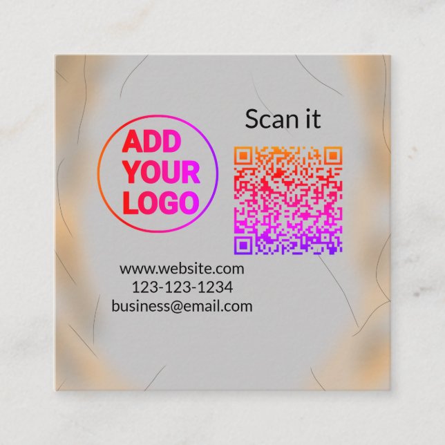 Einfacher minimaler QR-Code-Logo-Scan-Code-Name wi Quadratische Visitenkarte (Vorderseite)