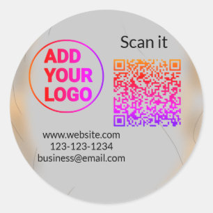 Einfacher minimaler QR-Code-Logo-Scan-Code-Name wi Runder Aufkleber