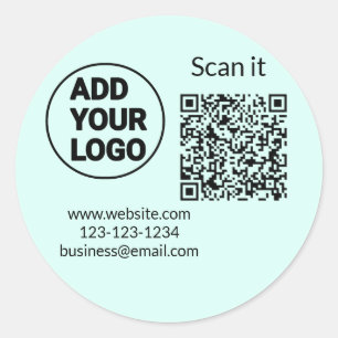 Einfacher minimaler QR-Code-Logo-Scan-Code-Name wi Runder Aufkleber