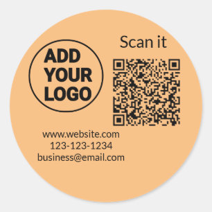 Einfacher minimaler QR-Code-Logo-Scan-Code-Name wi Runder Aufkleber