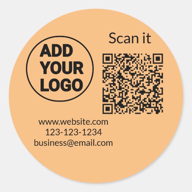 Einfacher minimaler QR-Code-Logo-Scan-Code-Name wi Runder Aufkleber (Vorderseite)