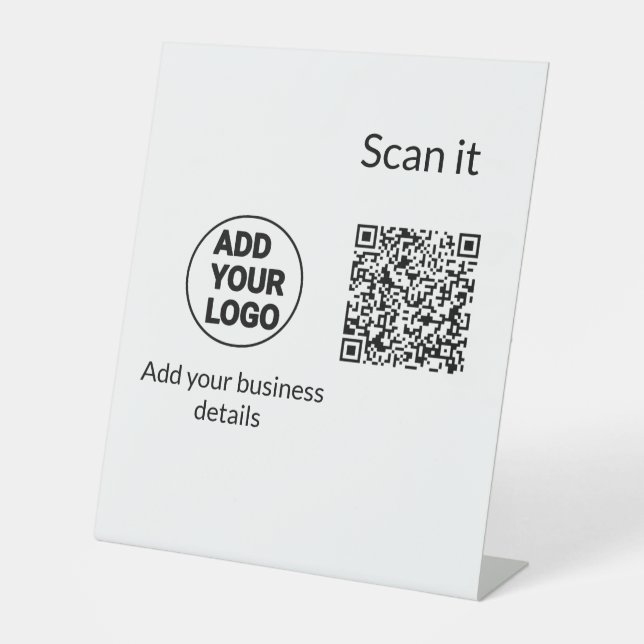 Einfacher minimaler QR-Code-Logo-Scan-Code-Name wi Sockelschild (Vorderseite)