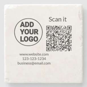 Einfacher minimaler QR-Code-Logo-Scan-Code-Name wi Steinuntersetzer