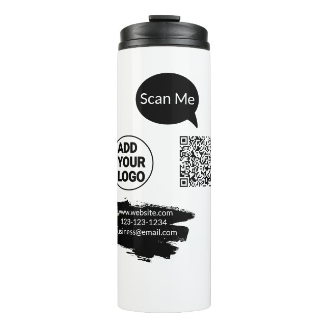Einfacher minimaler QR-Code-Logo-Scan-Code-Name wi Thermosbecher (Vorderseite)