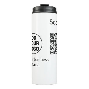 Einfacher minimaler QR-Code-Logo-Scan-Code-Name wi Thermosbecher