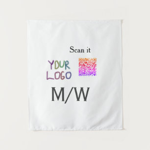 Einfacher minimaler QR-Code-Logo-Scan-Code-Name wi Wandteppich