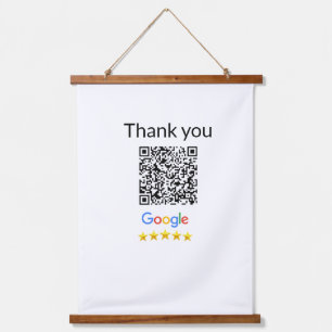 Einfacher minimaler QR-Code-Logo-Scan-Code-Name wi Wandteppich Mit Holzrahmen
