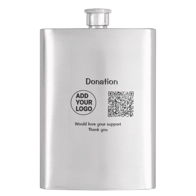 Einfacher minimaler QR-Code-Logo-Text für soziale  Flachmann (Vorderseite)