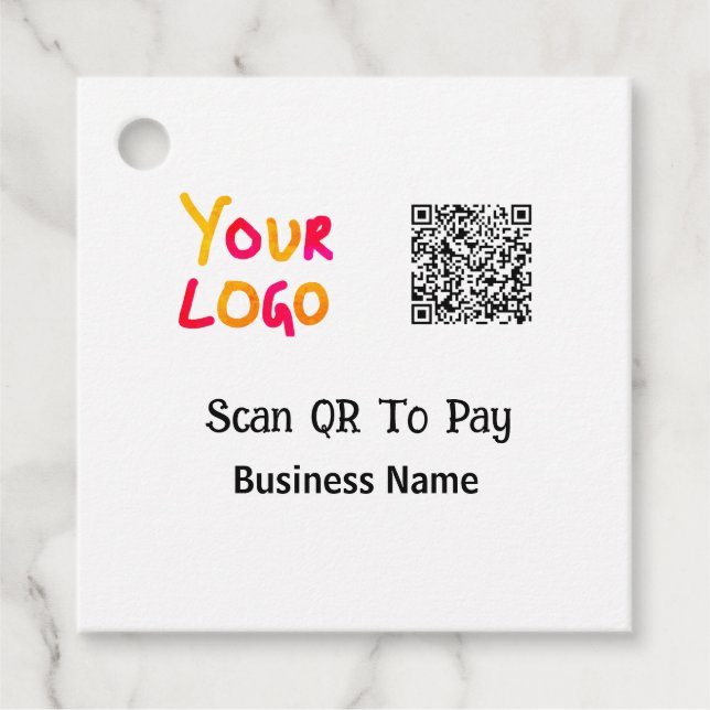 Einfacher minimaler QR-Code zum Bezahlen Logo Firm Geschenkanhänger (Vorderseite)