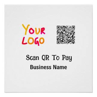 Einfacher minimaler QR-Code zum Bezahlen Logo Firm Poster