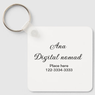 Einfacher minimaler Text für Namen, Ort, Stadt, Te Schlüsselanhänger