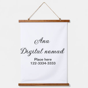 Einfacher minimaler Text für Namen, Ort, Stadt, Te Wandteppich Mit Holzrahmen