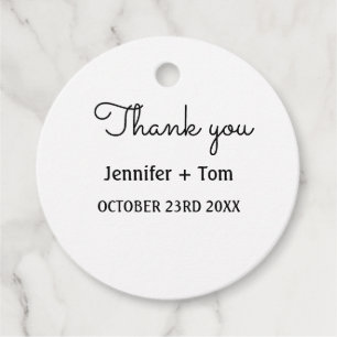 einfacher minimaler Text weiße Hochzeit Danke Favo Geschenkanhänger