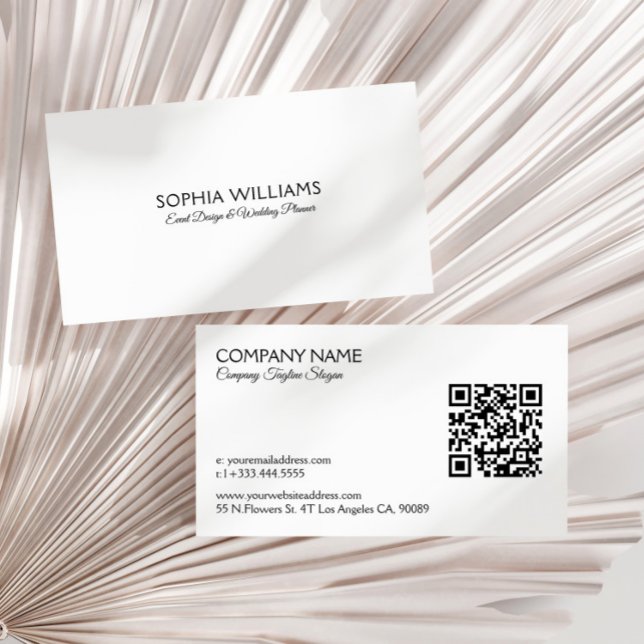 Einfacher minimalistischer Design Black Tex QR Cod Visitenkarte (Von Creator hochgeladen)