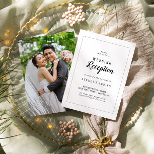 Einfacher minimalistischer Foto-Hochzeitsempfangsr Einladung