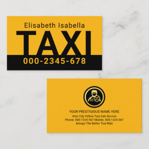 Einfacher minimalistischer gelber Taxi-Service Visitenkarte