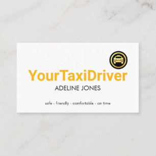 Einfacher minimalistischer gelber Taxifahrer Visitenkarte