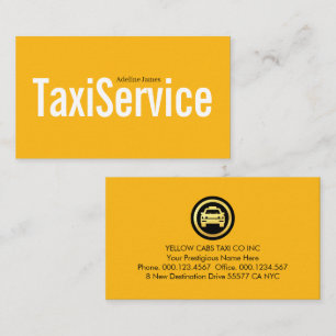 Einfacher minimalistischer gelber Taxifahrt Visitenkarte