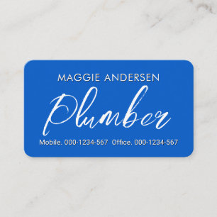 Einfacher minimalistischer Klempner in blauem Laye Visitenkarte