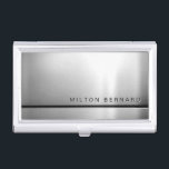 Einfacher Minimalistischer silberner metallischer Visitenkarten Etui<br><div class="desc">Einfacher Minimalistischer silberner metallischer Blick - personalisierter eleganter und einzigartiger Geschäfts-Kartenhalter. Alle Textart, Farben, Größen kann geändert werden, um Ihren Bedarf zu passen. Dieser Entwurf ist für den modernen Unternehmens-, Innenarchitekten, den ZuhauseStager, den Rechtsanwalt, den Berater, den Manager, den Fotografen, den Buchhalter, wirklichen den Anwesen-Agenten, den Computertechniker und mehr perfekt....</div>