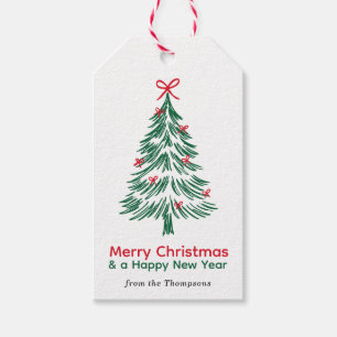 Einfacher minimalistischer Weihnachtsbaum Neujahr- Geschenkanhänger